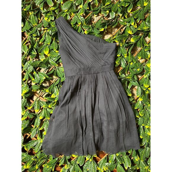 J Crew Blue One Shoulder 100% Silk Mini Dress Size 0P NWT - Picture 1 of 6